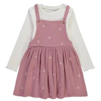 GX563: Girls Embroidered Floral Pinafore & Top Outfit (1-8 Years)